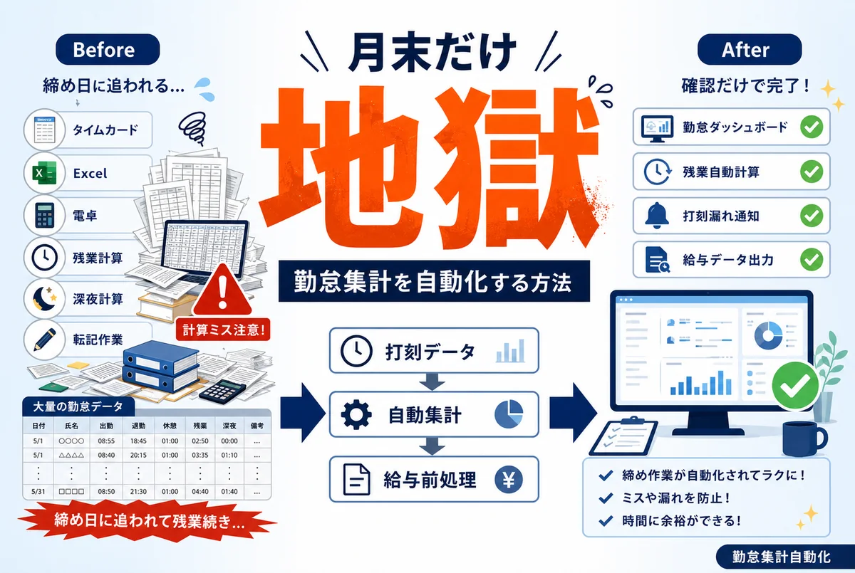 勤怠集計を自動化する｜月末の締め作業と転記ミスをなくす方法