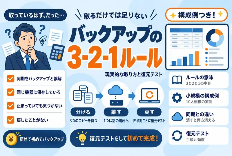 バックアップの3-2-1ルールとは？中小企業の現実的な取り方と復元テスト