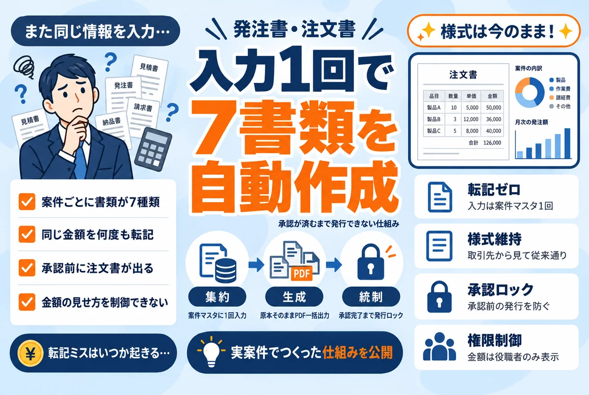 発注書・注文書の転記をなくす｜Excelで7種類の書類を自動作成した実例