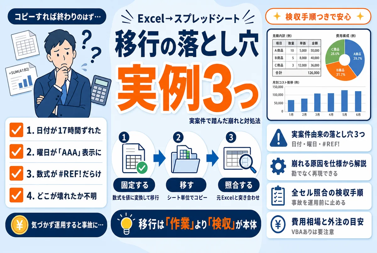Excelからスプレッドシートへの移行で実際に踏んだ3つの落とし穴と対処法