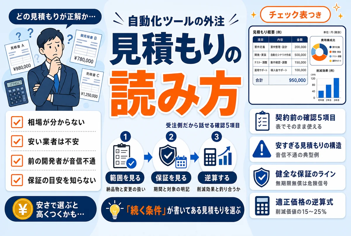 自動化の外注で失敗しない見積もりの読み方｜安すぎる見積もりが危険な理由