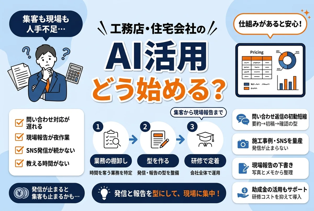 【2026年版】工務店・住宅会社のAI活用｜集客から現場報告まで
