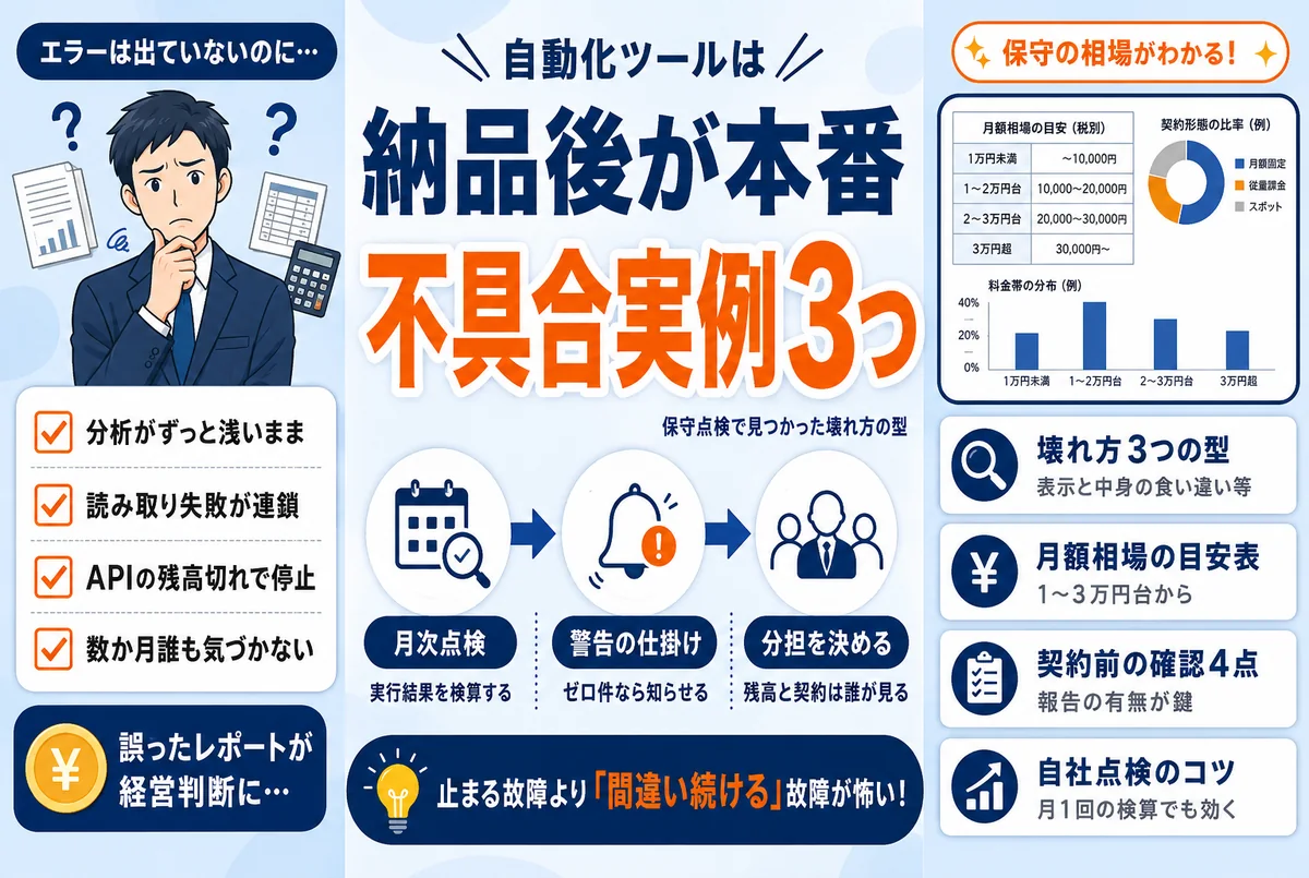 業務自動化ツールは納品後が本番｜保守点検で実際に見つかった3つの不具合