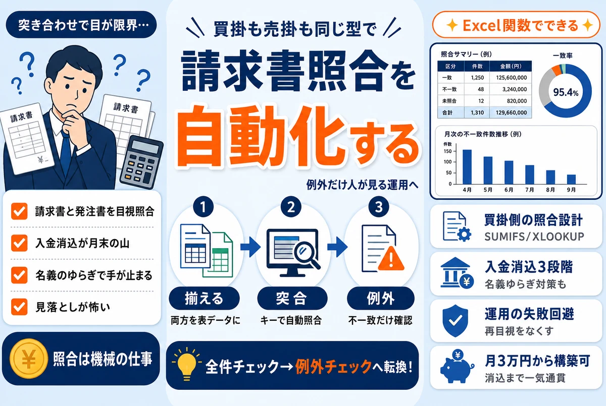 請求書照合を自動化する方法｜発注・納品・入金との突き合わせをなくす