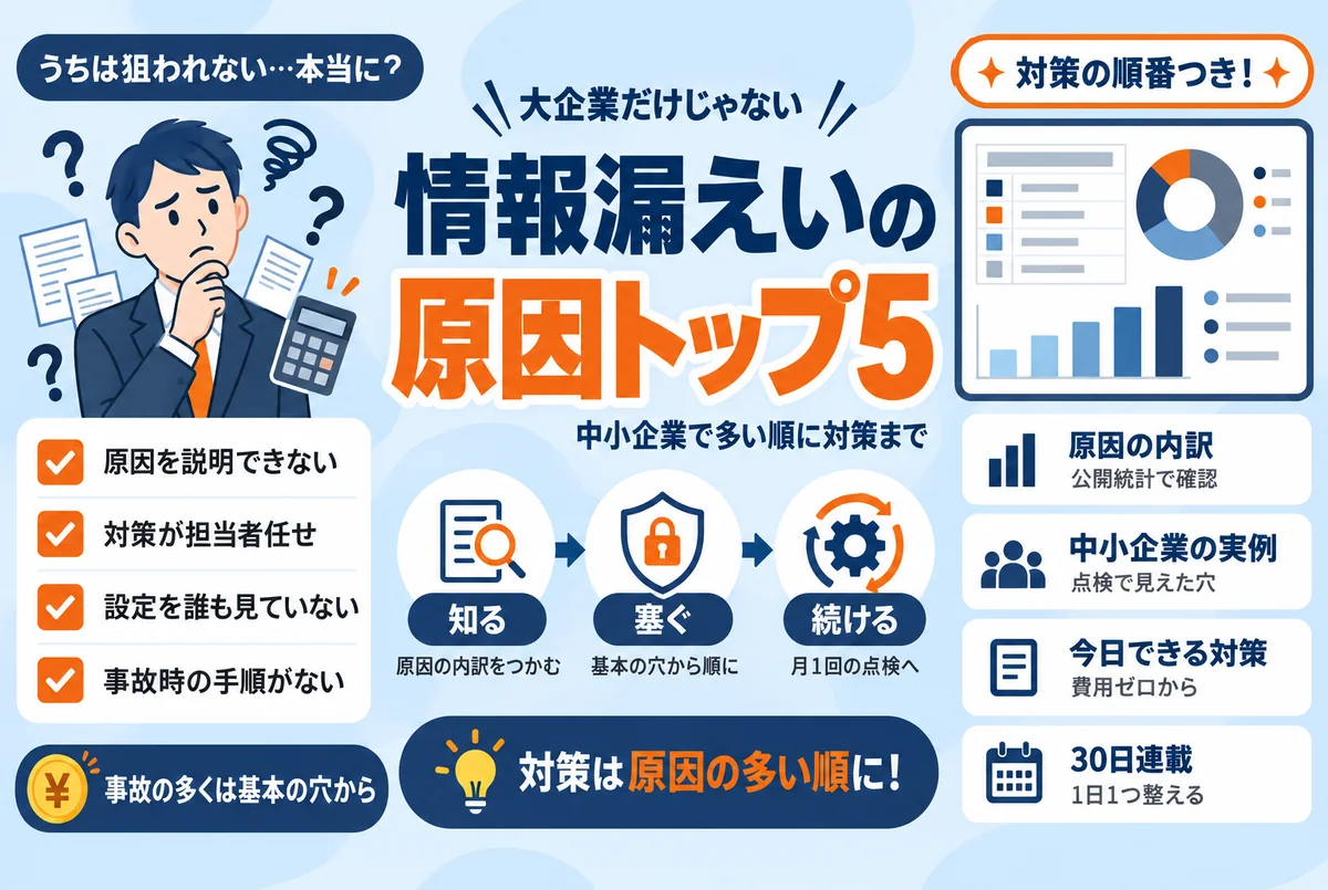 情報漏えいの原因ランキング｜中小企業で多い5つと今日からの対策