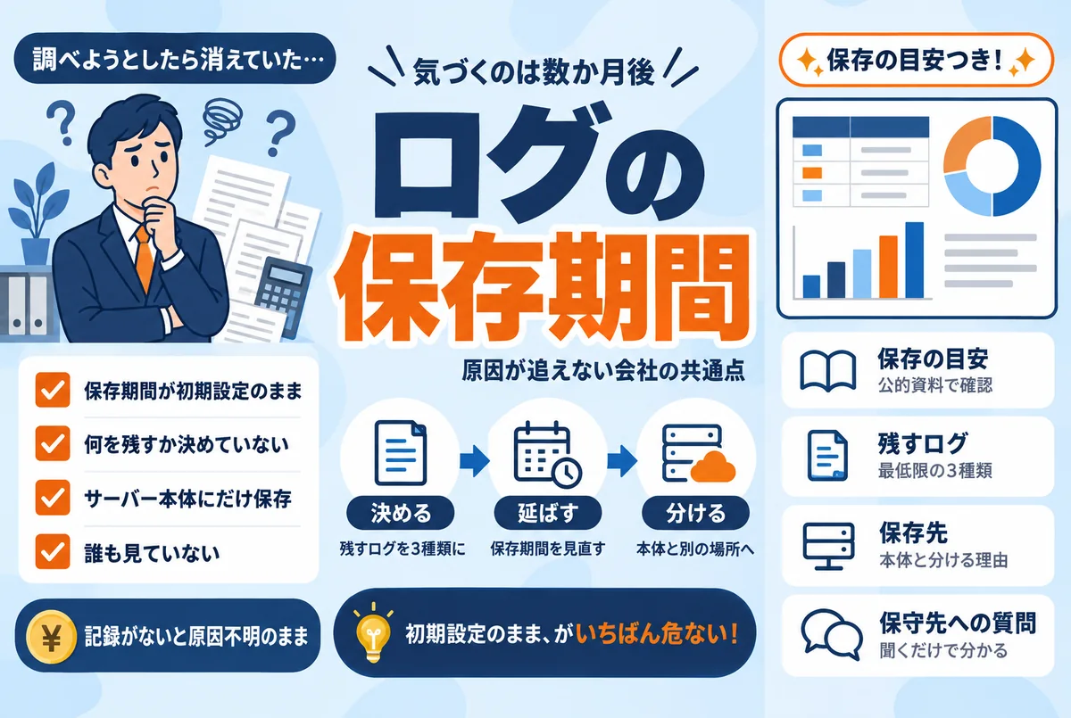 ログの保存期間はどれくらい必要？事故の原因が追えない会社の共通点