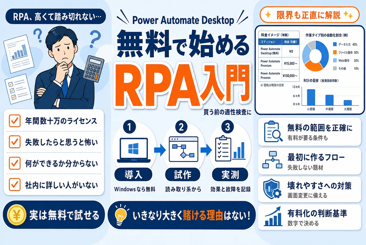無料で始めるRPA｜Power Automate Desktopでできること・できないこと