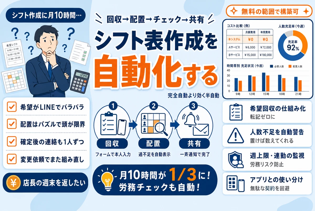 シフト表作成を自動化する｜希望回収から配置・共有までの仕組み化