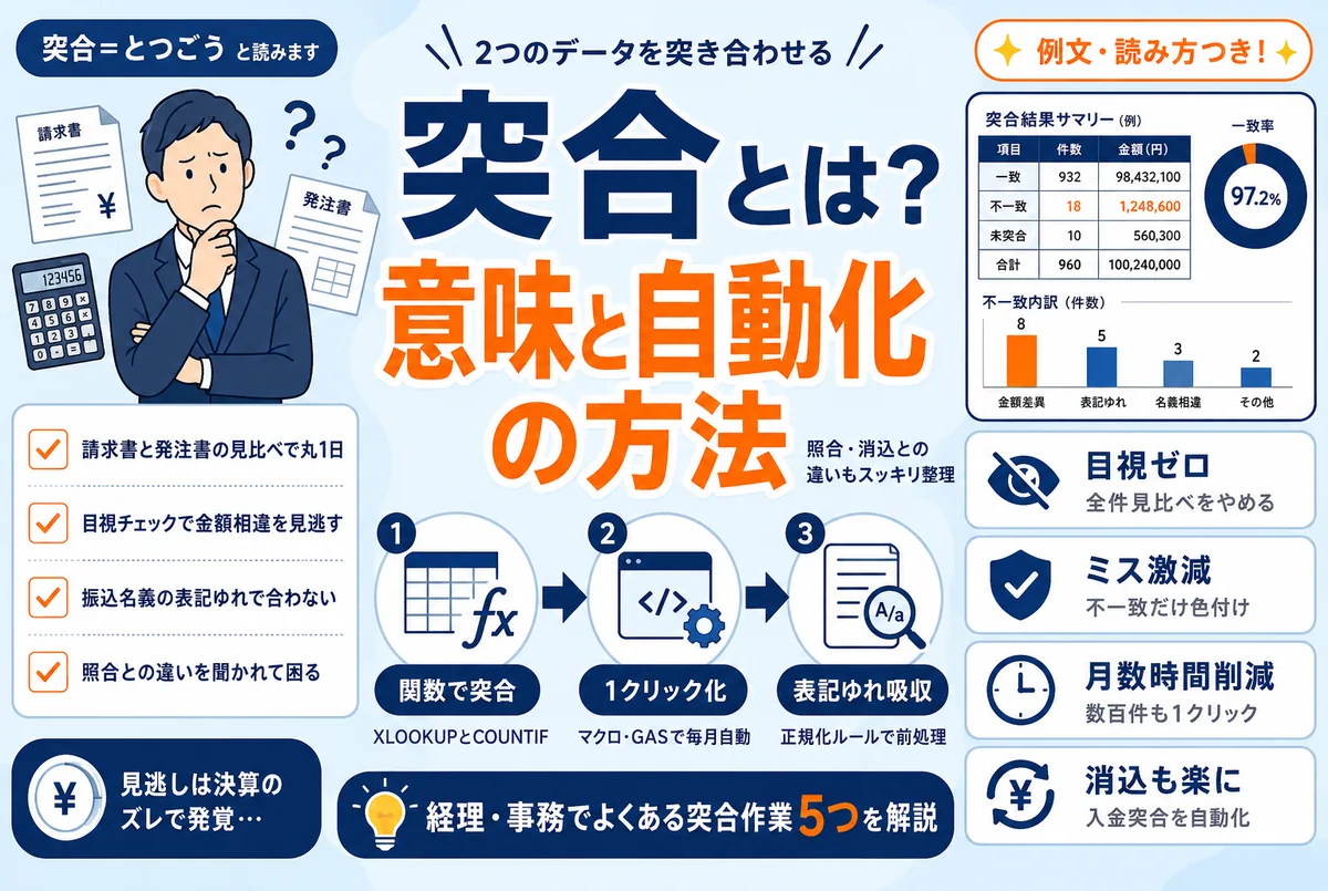 突合とは？読み方・意味と照合との違い｜突合作業を自動化する方法