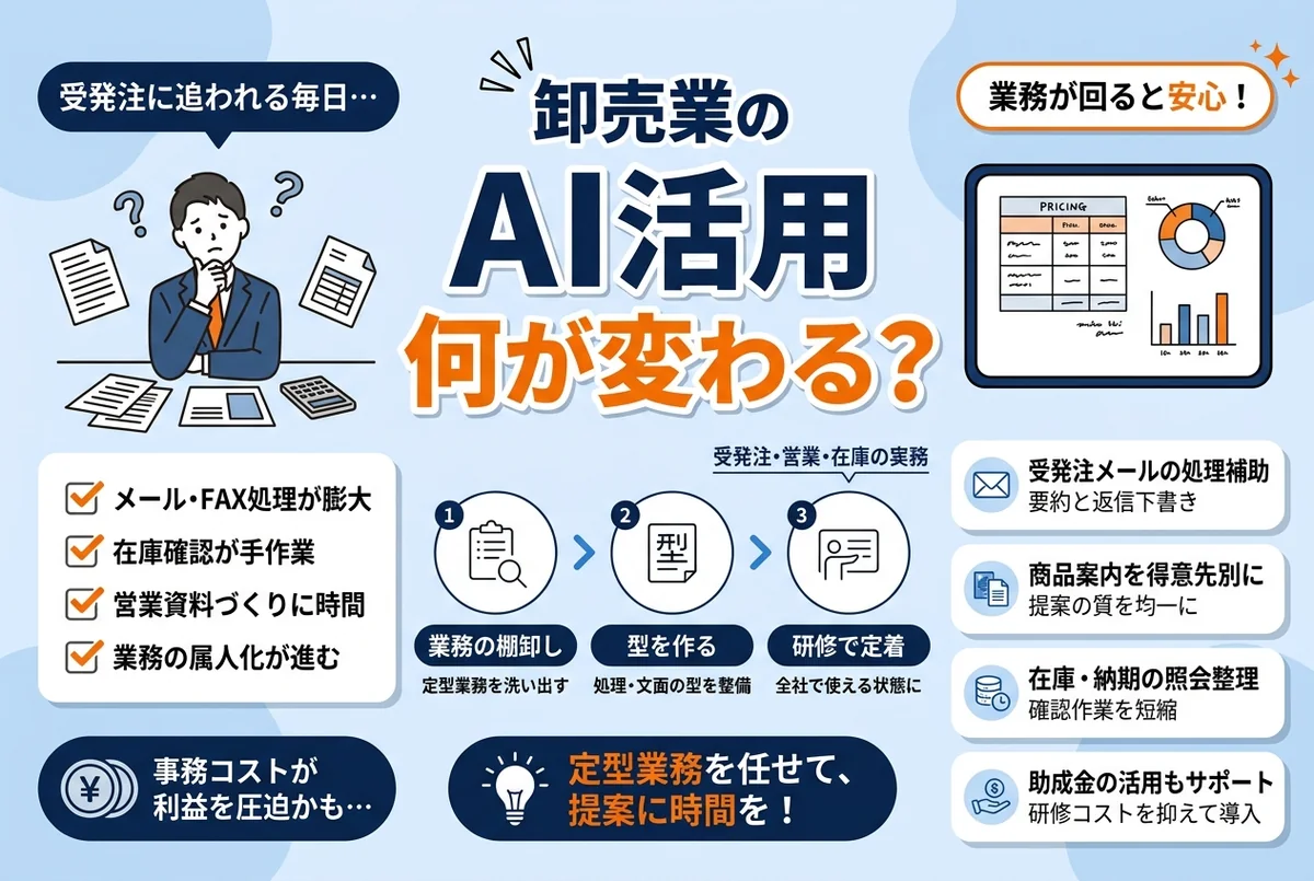 卸売業のAI活用術【2026年版】｜受発注・営業・在庫まで実務解説